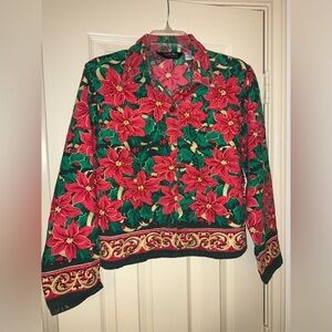 WOMENS TAKE TWO JACKET SHIRT MEDIUM FLORAL MOM GRANNY CORE SPRING